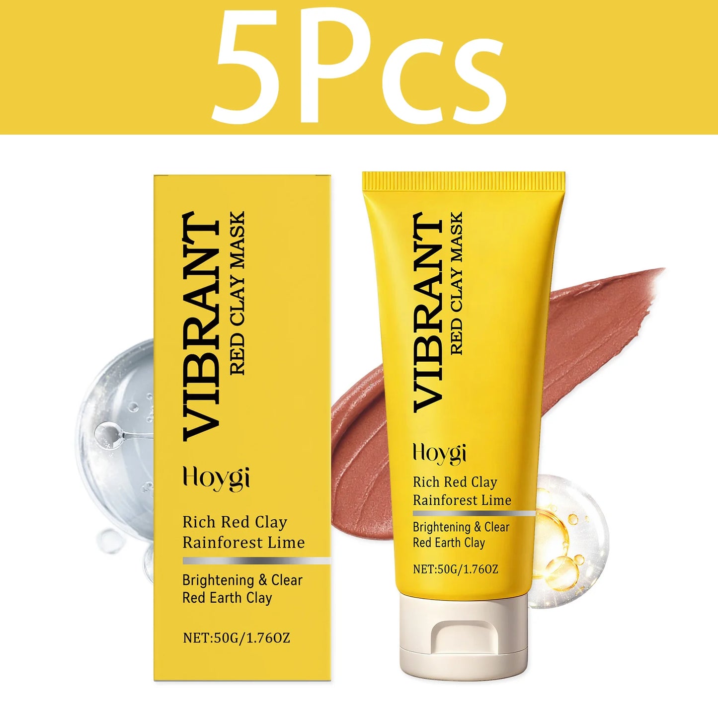HOYGI Red Clay Mud Mask Deep Cleansing Oil Control Balance Antioxidan Shrink Pores Remove Blackheads Refreshing Facial Mask