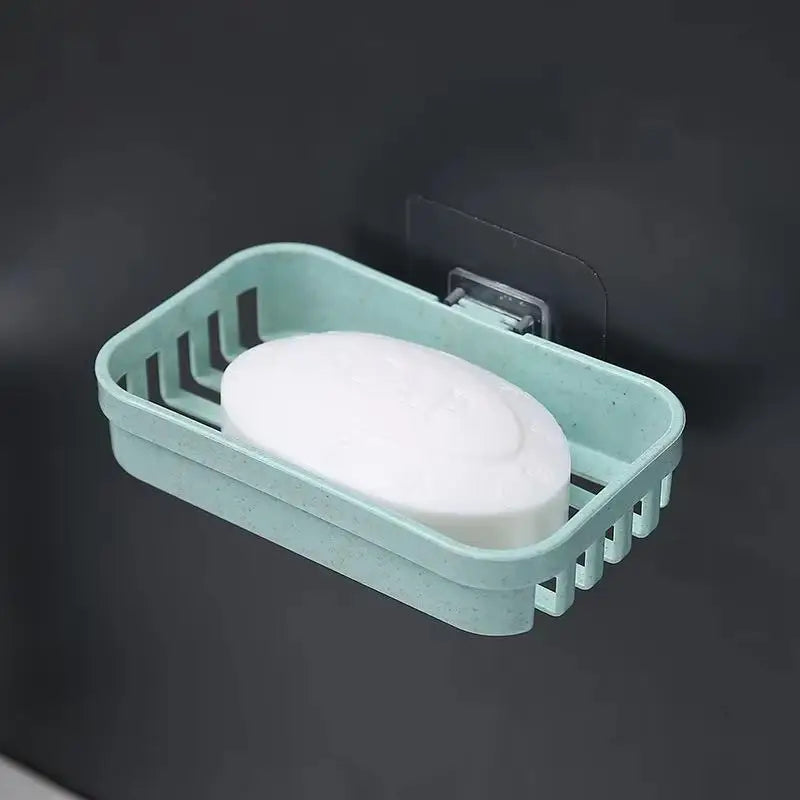 No Punch Wall Mount Soap Box Wheat Straw Suction Cup Non Trace Stick Soap Holder Drainage Bathroom Accessory