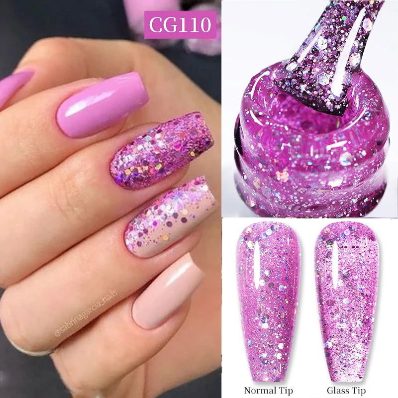 BORN PRETTY 10ml Sparkling Glitter Reflective Gel Nail Polish Sparkly Holo Shiny Pink Silver Black Gel Nail Art Salon Varnish
