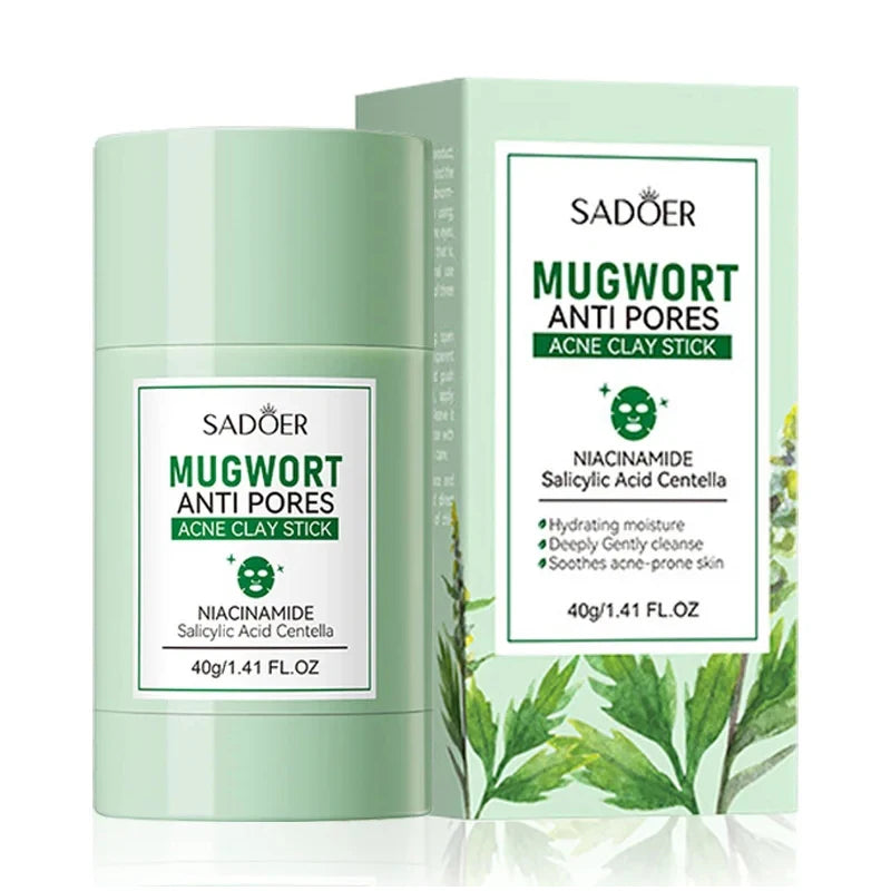 SADOER Mugwort Solid Facial Mask Stick Clay Mud Masks Pore Cleaning Remove Blackhead Moisturizing Face Mask Skin Care