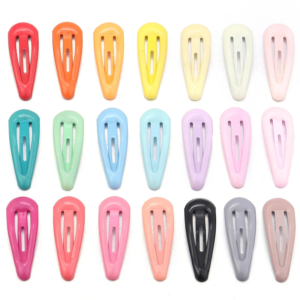 60pcs/lot Colorful Y2K BB Hair Clips Mini Metal Waterdrop Hair Pins Clips Snap Barrettes For Girls Hair Accessories