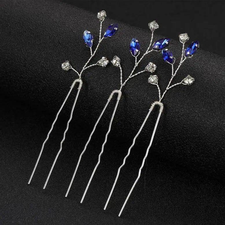 Vintage Blue Rhinestone Hair Comb Wedding Hair Accessories Bridal Hair Clip Headpiece Jewelry Bride Tiara Hair Ornament Gift