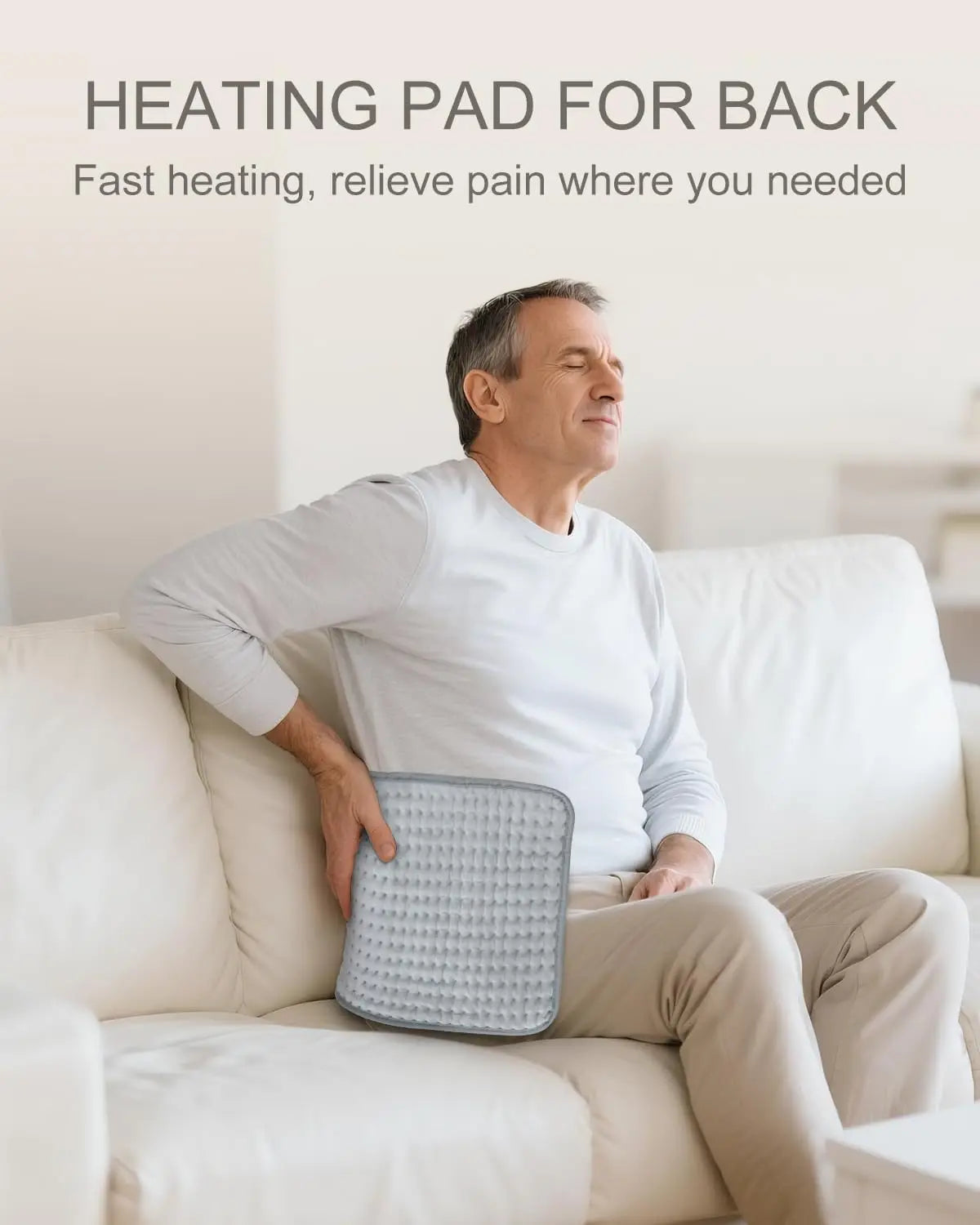 Electric Heating Pad for Period Cramps & Back Pain Relief, Portable Heat Pad with 10 Settings, ETL Certified