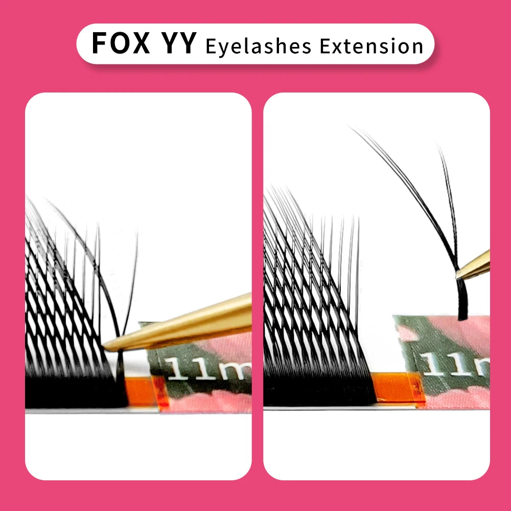 LAKANAKU Fox Eyes YY Shape Eyelashes Extension 0.07mm YY Eyelash Cilia and Brazilian Volume Soft Faux Mink YY Lashes Y Cilios