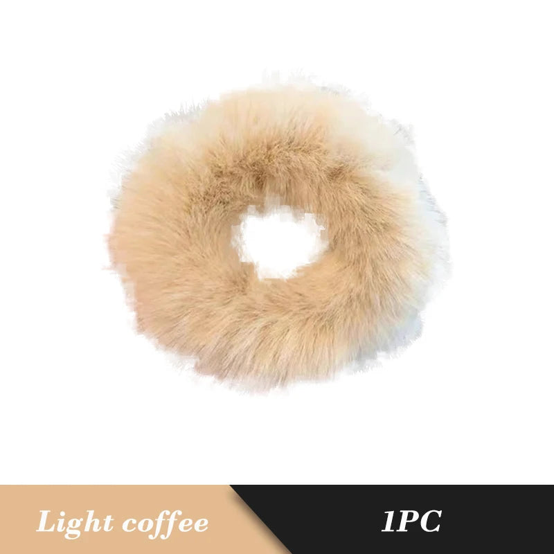 1PC Fluffy Warm Autumn Winter Elastic Hair Band Scrunchies Large Intestine Hair Ring For Women Girls Plush Hair Rope Hairwear