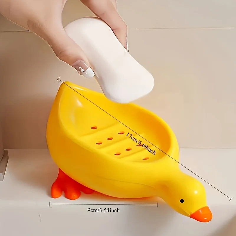 Duck Soap Dish-Cute Self Draining Soap Holder,Creative Rack for Shower Bathroom Decor Organizer for Sink Countertop,Novelty Gift