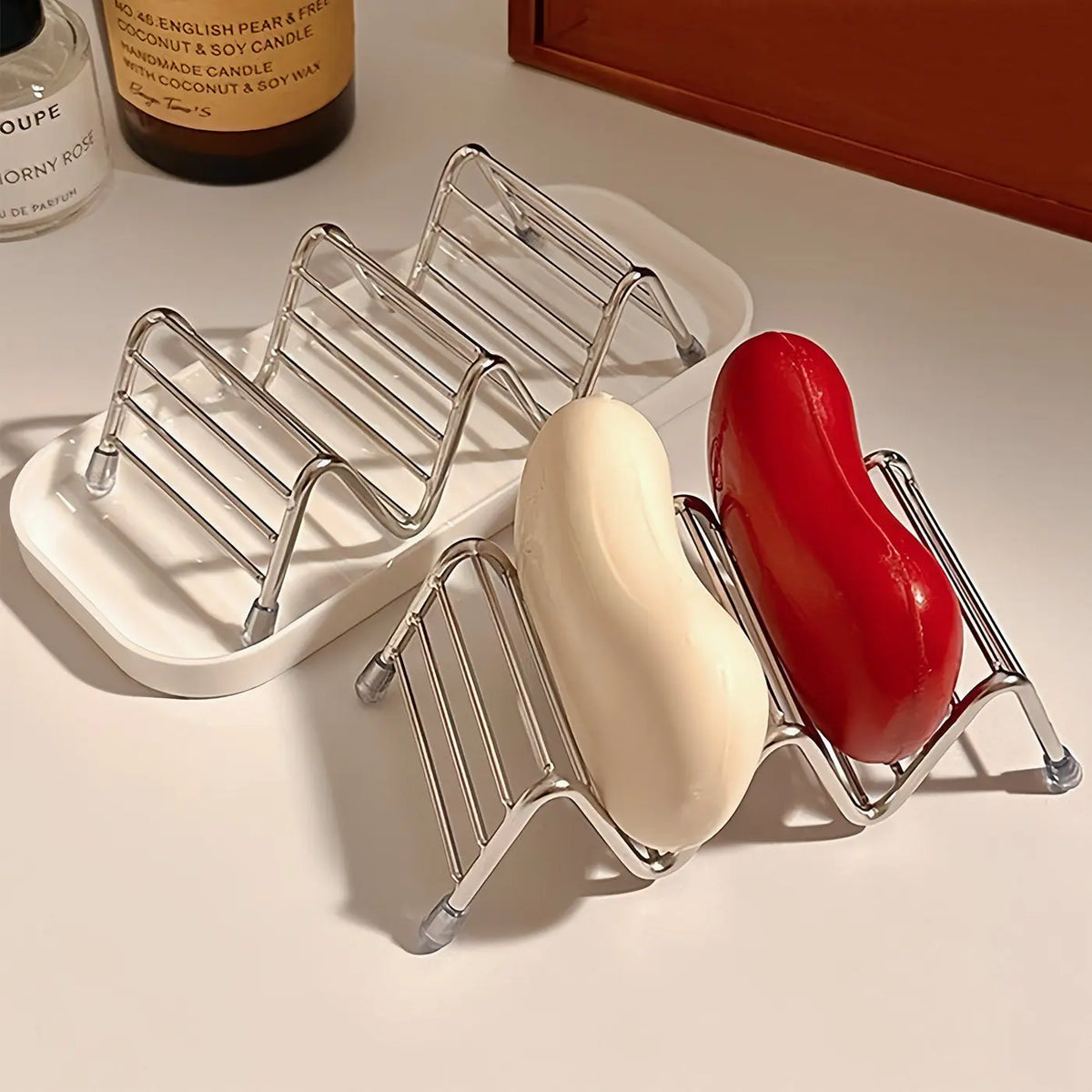 Wavy Soap Dish for Shower, Stainless Steel Shampoo Bar Holder with Removable Drip Tray, Self Draining Quick Dry Bar Soap Holder