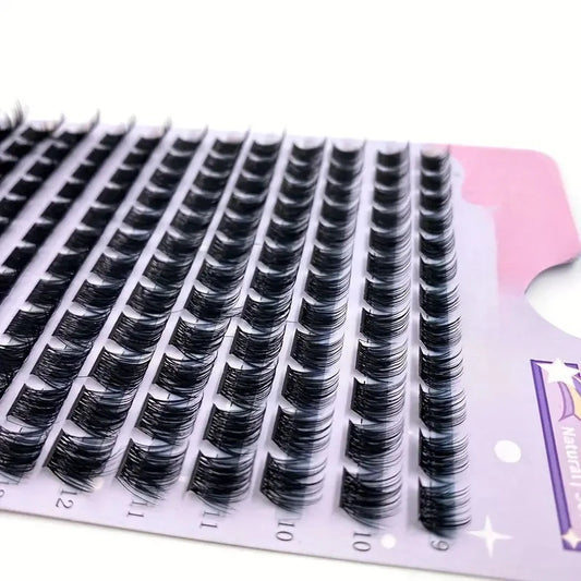 Wispy Cluster Lashes - DIY Eyelash Extensions, 9-16mm Mix, Natural Look Fluffy Individual Lashes, Reusable, C-Curl, Various Leng