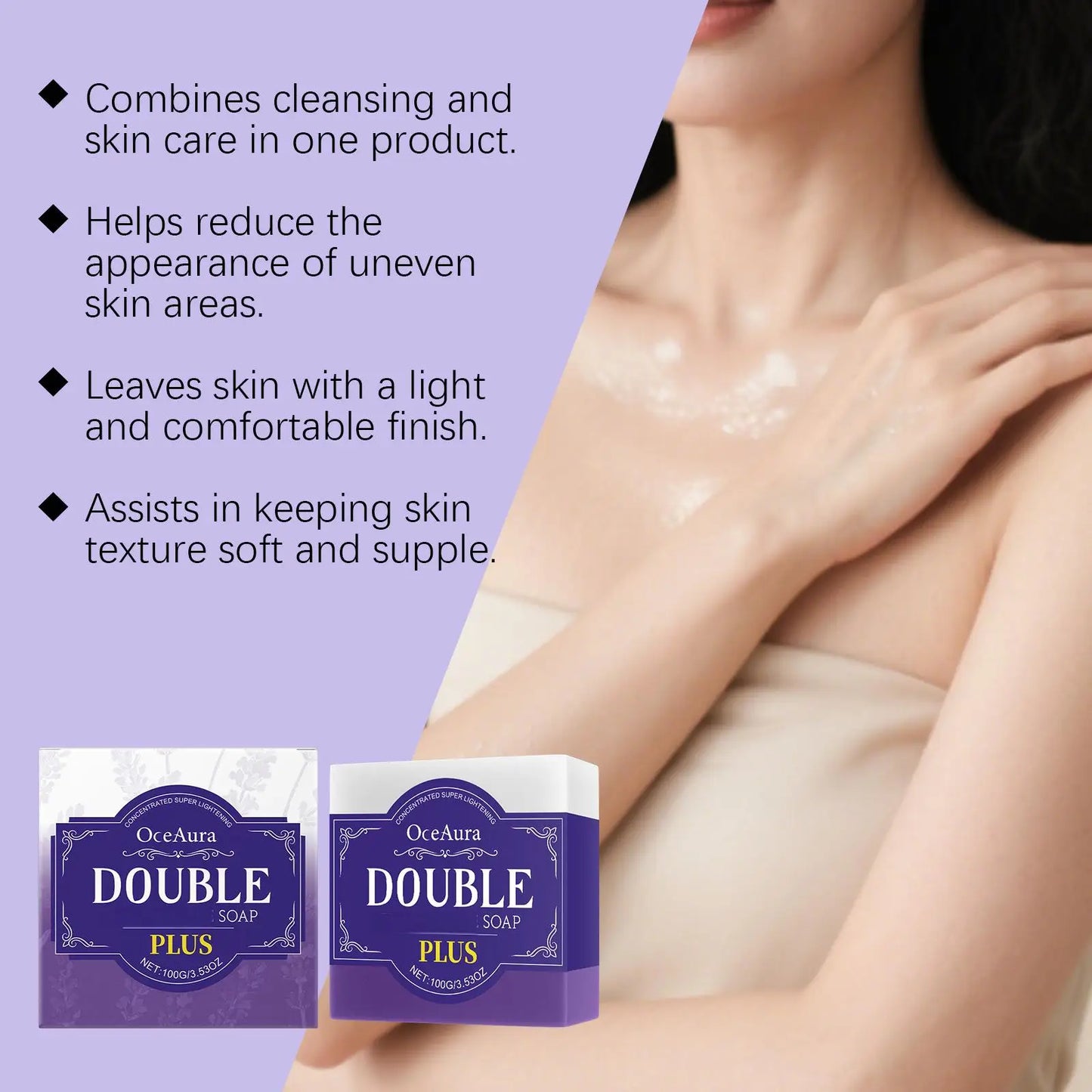 OceAura Lavender Soap Bar Lighten Skin Brightening Products Full Body Cleaning Even Skin Tone Olive Oil Scented Bath Soaps 100g