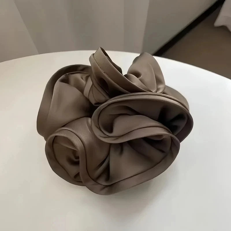 Korean Big Hair Tie Ribbon Scrunchies Satin Elastic Hair Band Bow Women Simple Temperament New Style  Ponytail Hair Accessories