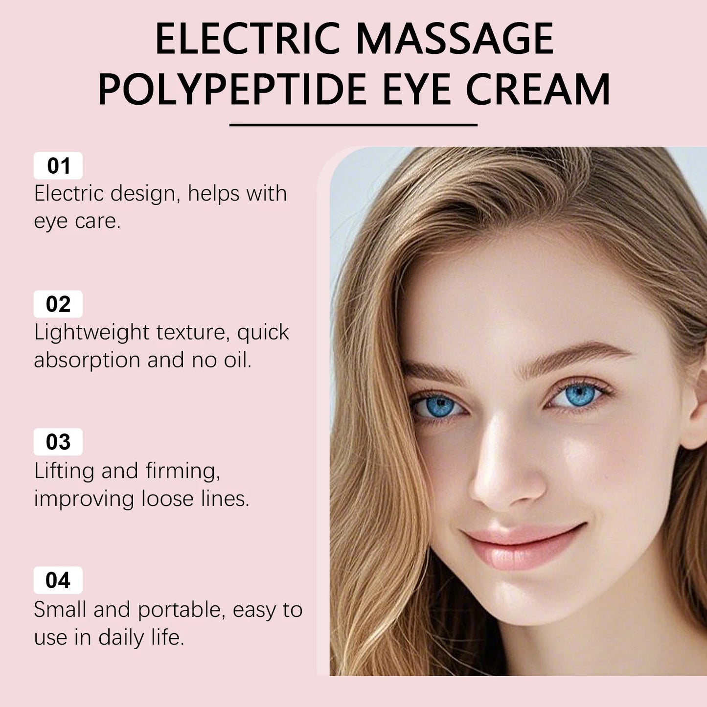 Peptide Eye Cream Vibration Massage Brighting Removing Dark Circle Firming Anti Wrinkle Moisturizing Electric Roller Eye Serum