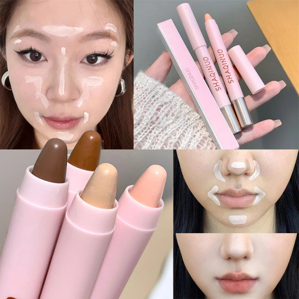 Contour Stick Cream Bronzer Highlighter Makeup Stick for Face Easy to Blend & Long Lasting Natural Make Up 3D Nose Shadow Repair