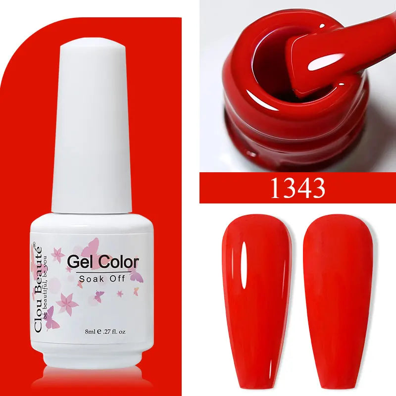 Clou Beaute 8ml Gel Polish Colorful Glitter UV Nail Gel Vernis Semi Permanent Glass Bottle Blue Green White Soak Off Gel Nail