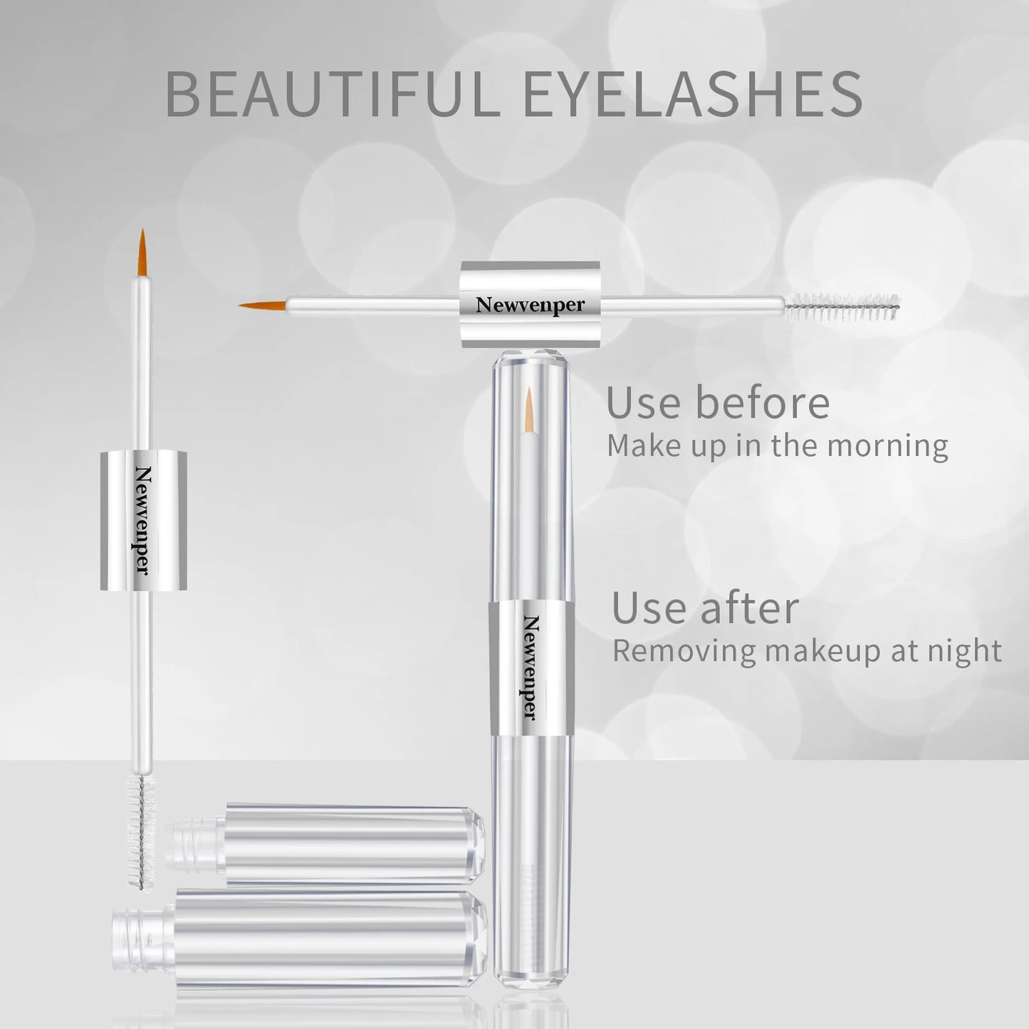 2 Pcs Eyelash Essence with Double Brush Design Nourishing Eyelash Eyebrow Enhancer Serum for Beautiful, Healthier Lashes and Brows