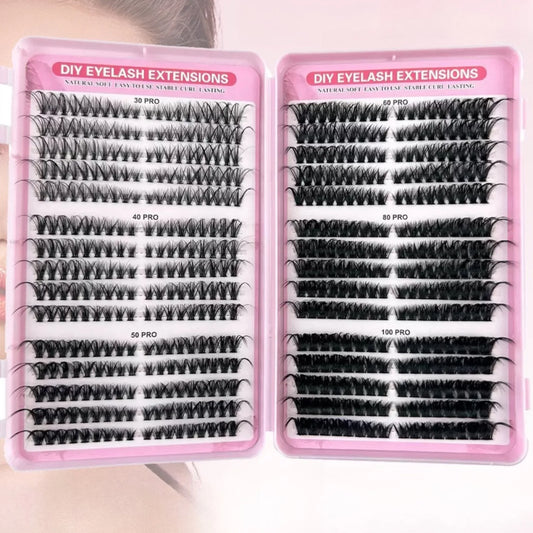 Thick & Fluffy DIY Cluster Lashes 30D/100D Mixed Density Mixed Length Individual Eyelash Extension