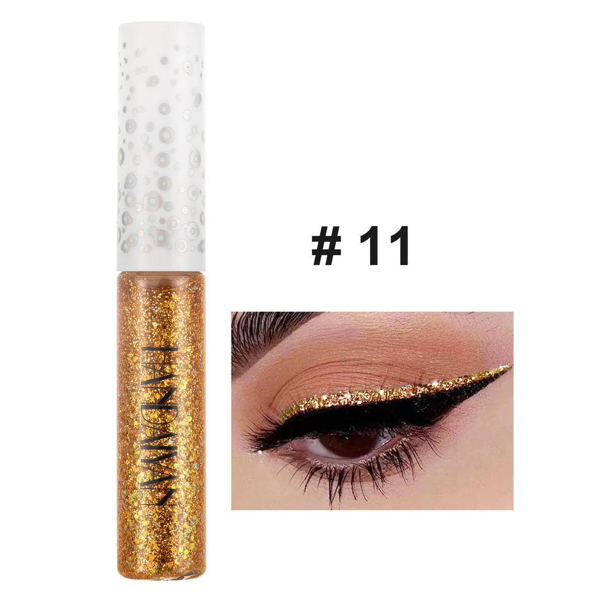HANDAIYAN 12 Colors Shiny Eye Liners Pigment Silver Rose Gold Color Glitter Liquid Eyeliner Metallic Colorful Makeup For Women