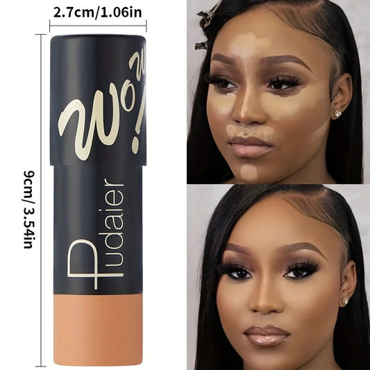 2-in-1 Foundation & Concealer Stick, Waterproof Long Wear, Full Cover, Hide Blemishes, Smooth Base Makeup
