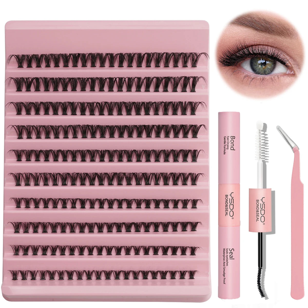 8-16MM Individual Cluster Lashes Set Natural Faux Mink Lashes Reusable DIY Tray Lash Extension Thick Volume False Eyelashes Kit