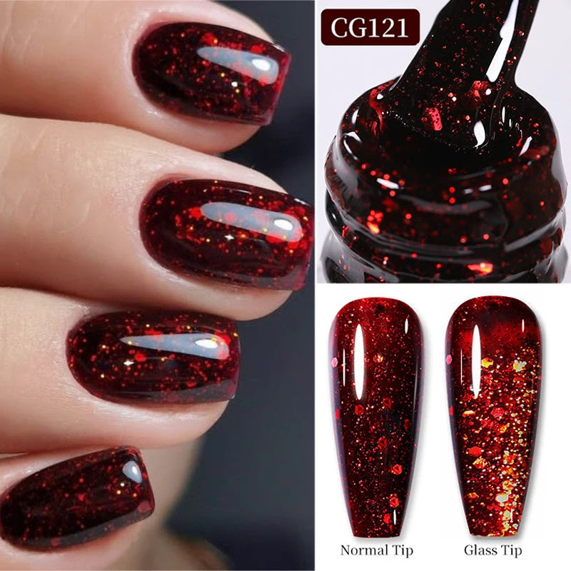 BORN PRETTY 10ml Sparkling Glitter Reflective Gel Nail Polish Sparkly Holo Shiny Pink Silver Black Gel Nail Art Salon Varnish