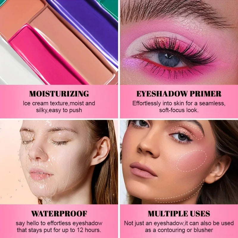 3pcs Matte Eye Shadow Primer Suitable for Oily Eyelid Eye Makeup Base Waterproof and Stain Resistant,Durable Cream Liquid Makeup