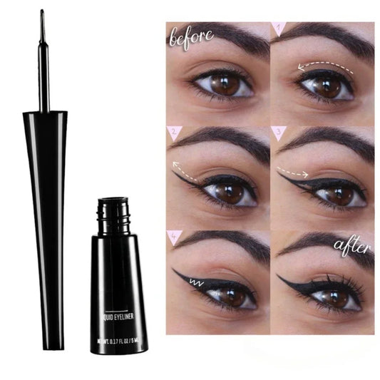 3-Color Matte Eyeliner Set - Grey Blue Black Waterproof Long-Lasting Fade-Proof Liquid Eyeliner with Brush for Easy Application