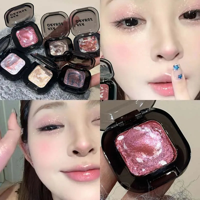 Pearlescent Glitter Eyeshadow Palette Mashed Potato Texture Shiny Highlight Lying Silkworm Single Streaky Pork Eyeshadow Make Up