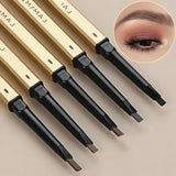 5 Colors With Brush Double Head Eyebrow Pencil Waterproof Smooth Eyebrow Stick Sweatproof Eyebrow Gel Tattoo Pencil Cosmetics