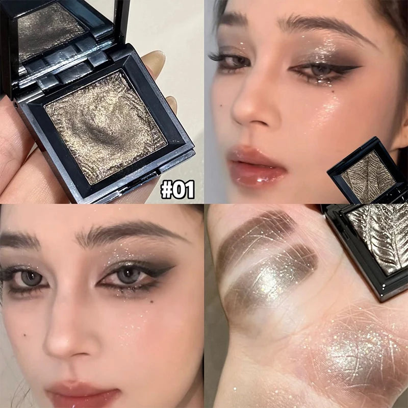 Monochrome Eyeshadow Palette Chrome Blue Pearl Glitter Highgloss Brightening Lasting Waterproof Metallic Luxury Eyeshadow Makeup