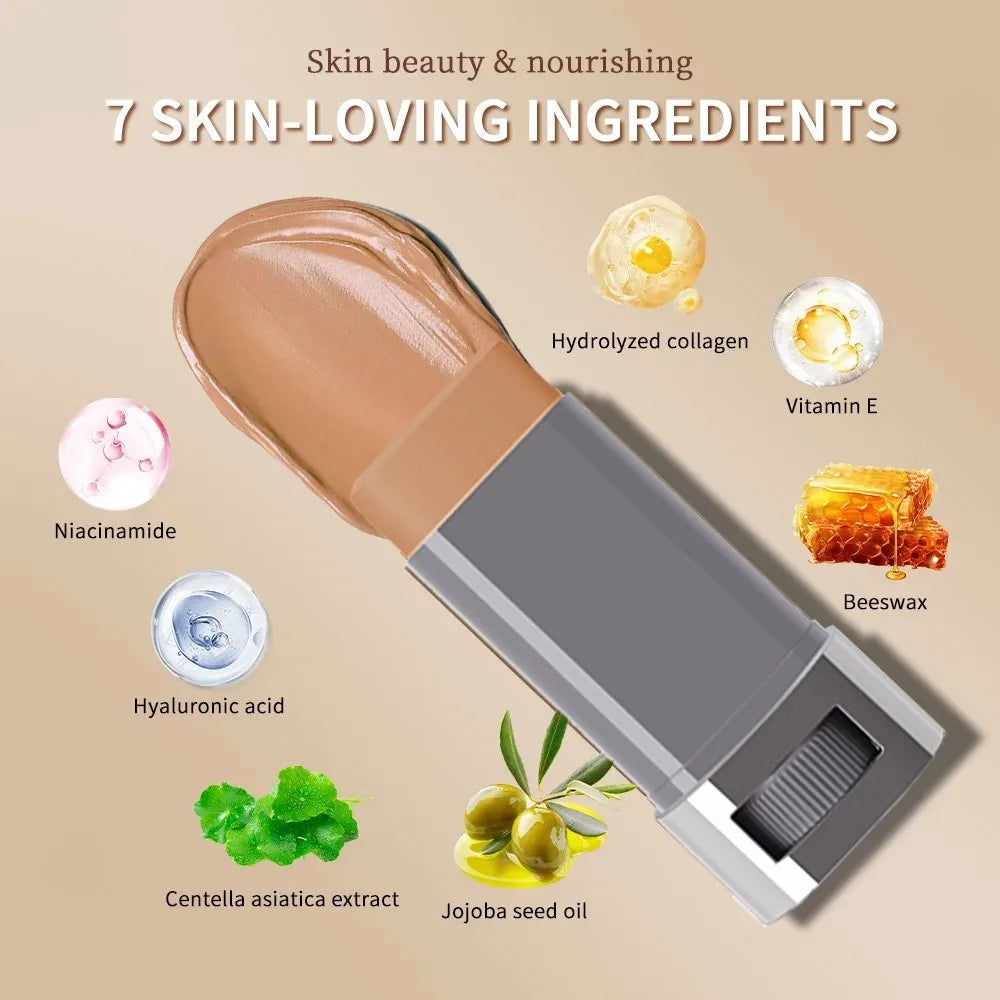Stick Foundation Balm Serum Boosted Skin Tint Foundation Stick Smooth Plumper Hight Coverage Travel Bronze Foundation Stick Make