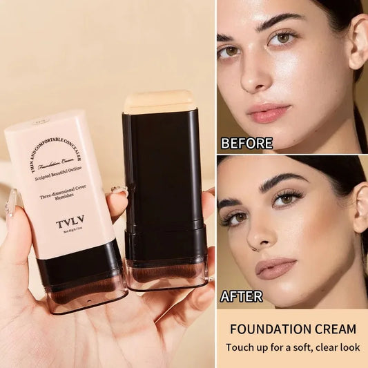 TVLV eraser foundation make-up stick 20g,with brush to brighten skin liquid foundation,non-marking,long-lasting makeup concealer