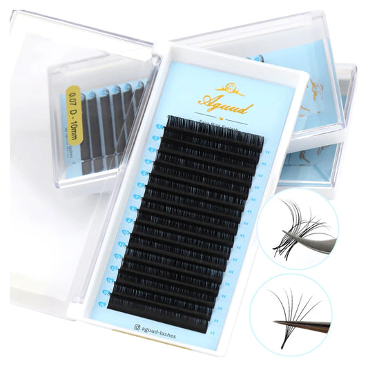 AGUUD 16 Rows Eyelash Extensions Individual 5-25mm Faux Mink Russian Volume Makeup Lashes Black Cashmere Eyelashes For Extension