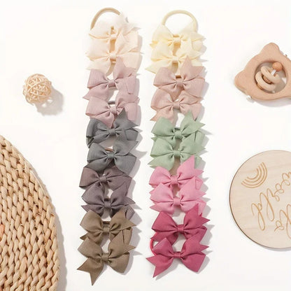 20Pcs/set 2.1inch Lovely Bowknot Hairband Ribbon Head Rope for Girls Boutique Headwear Kids Hair Accessories Gifts Wholesale