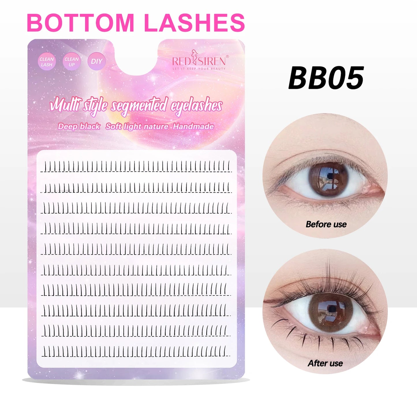 REDSIREN 10Rows Under Eyelash Large Capacity Cluster Lashes Korean Makeup Natural Look Bottom Lashes