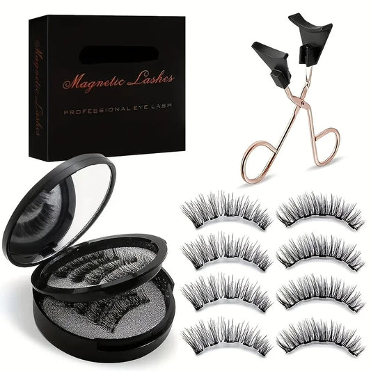 8pcs Magnetic Eyelash Kit Natural False Lashes Waterproof Eyelashes Extension Kit Reusable Wispy False Eyelashes Makeup Tools