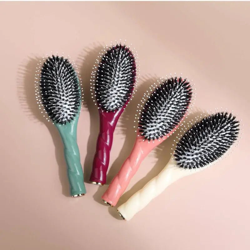Fried Dough Twists Boar Bristle Hair Brush Scalp Massage Comb Professional Salon Grade Detangling Hairbrush 1Pcs