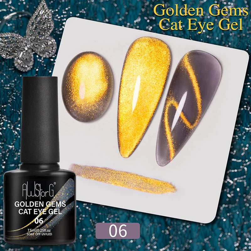 AWStorG 7.5ml Starlit Cat Magnetic Gel Nail Polish Must need Black Gel-Polaris Light Soak Off UV Gel Varnis Semi Permanent DIY
