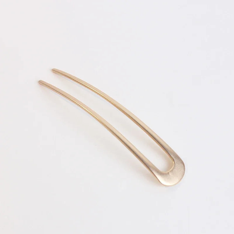 Metal U Shape Hairpins Simple Hair Sticks Women Girls Silver Gold Shell Enamel Hairpin Alloy Hair Clip Headwear Hair Accessories