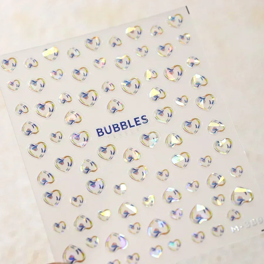 Magical Blow Bubbles Goldfish Bunny Rabbit Cat Kitten Shape Shiny Dreamy Bubbles 5D Nail Art Decorations Sticker Manicure Decal