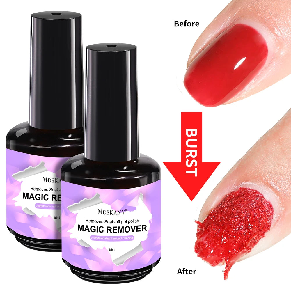 MOSKANY 15ml Magic Remover Nail Gel Polish for Soak Off UV Gel Polish Fast Removal Semi Permanent Varnish Polish Cancel Glue