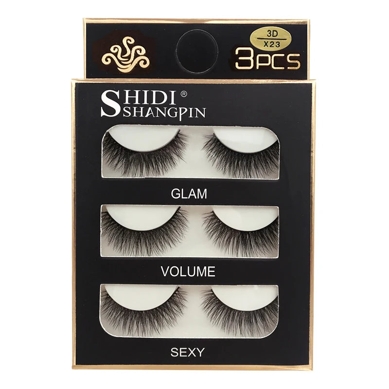 Faux Cils 3 Pairs False Eyelashes Natural Long 3D Mink Lashes Soft Fluffy Wispy Handmade Fake Lashes Eye Makeup Tools Maquiagem