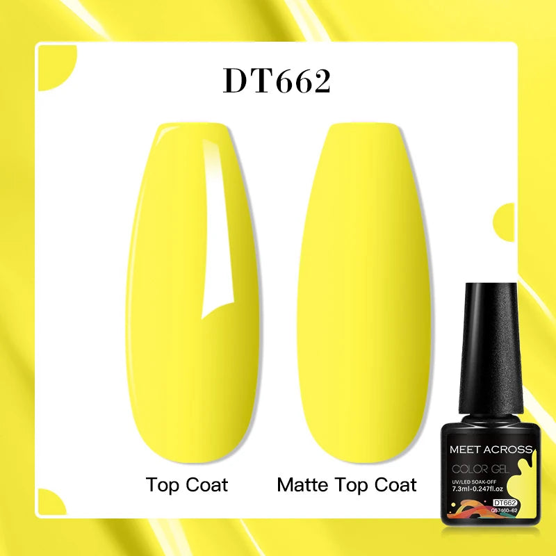 MEET ACROSS 160 Colors 7.3ml Gel Nail Polish Vernis Glitter Sparkly Semi Permanent Soak Off LED UV Gel Varnish Nail Art Manicure