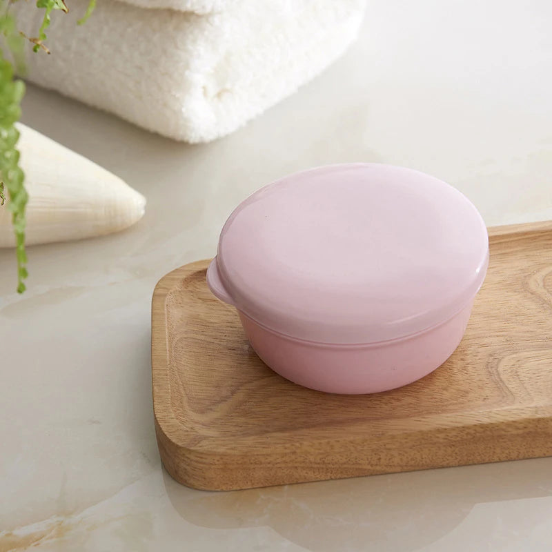 1PC Circular Soap Box Creative PP Waterproof Sealed Portable Soap Box Cover Drainage Soap Rack Supplies