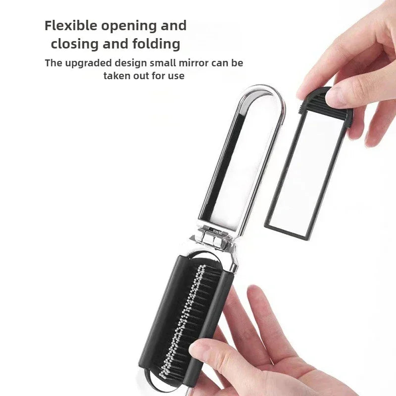 Foldable Hair Comb Portable Massage Brush Head Scalp Massager Anti-Static Travel Combs Mirror Girls Hairdressing Styling Tools