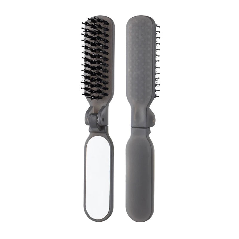 Mini Hair Brush Folding Massage Comb Head Massage Anti-Static Portable Travel Hair Brush Girl Hair Combs With Mirror