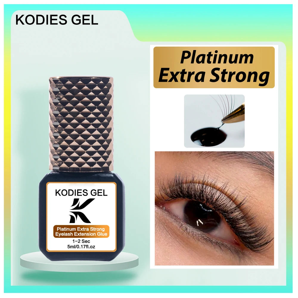 KODIES GEL Extra Strong Eyelash Glue Extension Supplies 5g 0.5 Second Dry Lash Glue for False Eyelash Waterproof Adhesive Lift