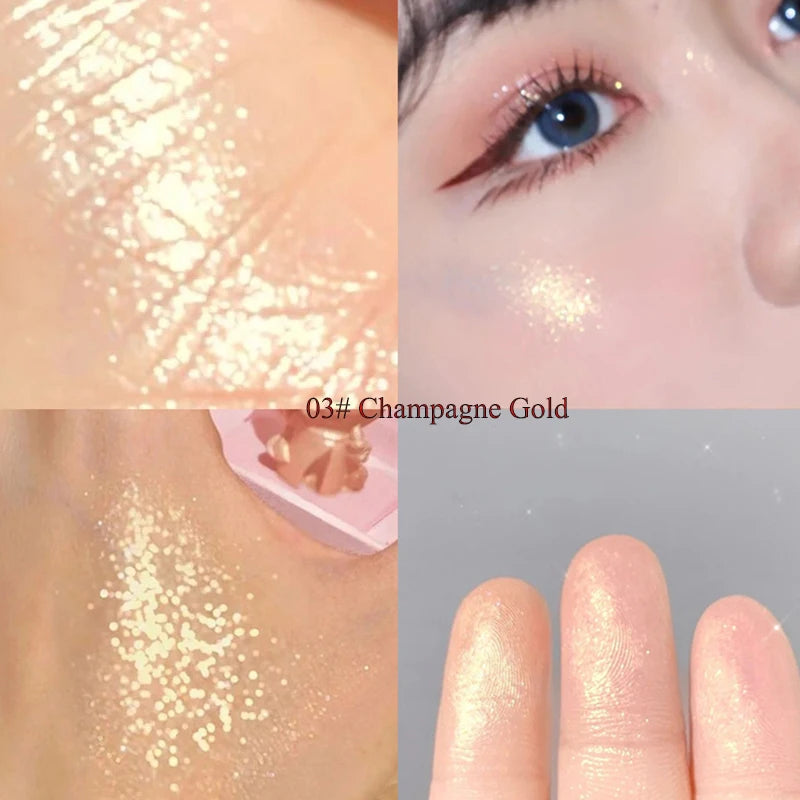 Highlighter Makeup Palette Glitter for Face Body Cheek,Diamond Shimmer Highlighter,Smooth Glitter Sparkles,Nose Contour Palettes