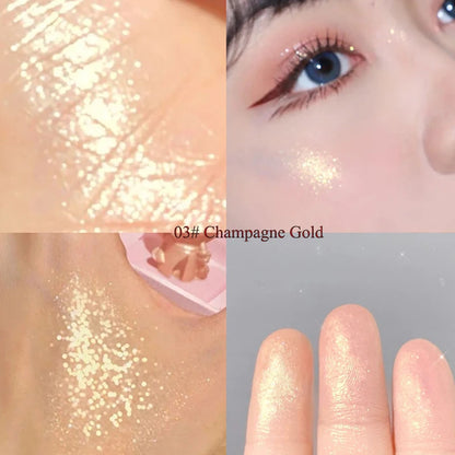 Highlighter Makeup Palette Glitter for Face Body Cheek,Diamond Shimmer Highlighter,Smooth Glitter Sparkles,Nose Contour Palettes