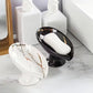 Ceramic self draining water and fertilizer soap rack, marble appearance, leaf shaped soap tray, easy to clean bathroom