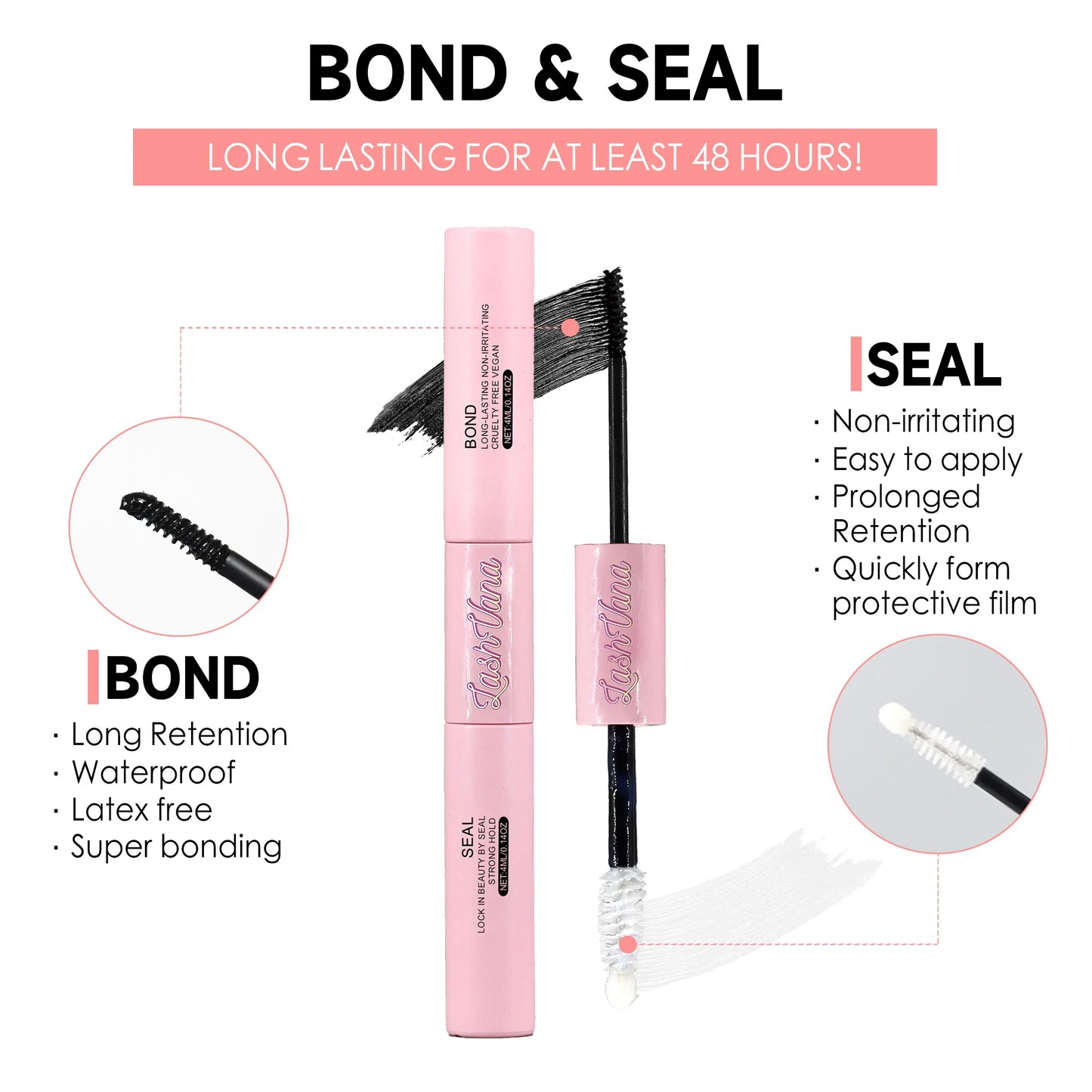 Lash Bond and Seal 8ml Individual Lashes Glue and Seal Super Strong Hold Lash Extension and Lash Glue Remover 5ml Tweezers Kit