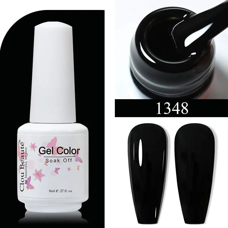 Clou Beaute 8ml Gel Polish Colorful Glitter UV Nail Gel Vernis Semi Permanent Glass Bottle Blue Green White Soak Off Gel Nail